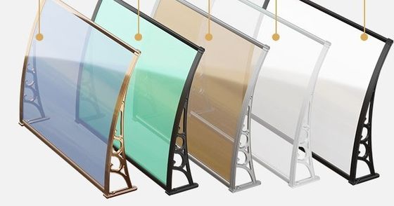 Polycarbonaat vensterluiken DIY luifel met zwart-wit of grijs beugel