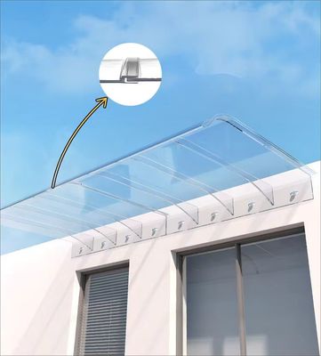 Reduceer geluid DIY onzichtbaar polycarbonaat raam luifel onzichtbaar luifel met lichttransmissie en slagweerstand