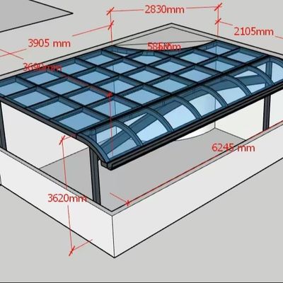 Op maat gemaakte aluminiumbedekking met daken van polycarbonaat