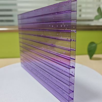 Lichtgewicht, slagvaste paarse polycarbonaat holle plaat voor dakbedekking en beglazing
