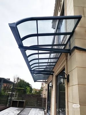 Aanpasbaar DIY Aluminium Frame Polycarbonate Solid Sheet Awning Voor Buitenbehoeften In Blauw