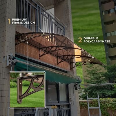 Breedte afhankelijk PC-luifel Algemene buitenafdekking Polycarbonaatplaat Ontworpen om bescherming te bieden tegen zon, regen en wind
